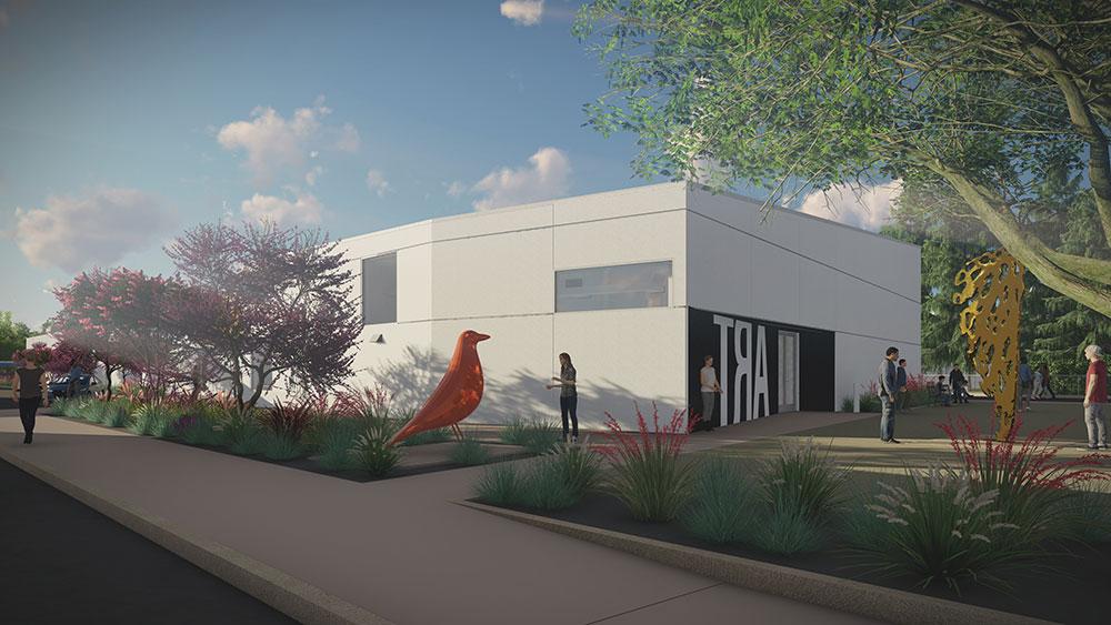 Rendering of new art building entrance